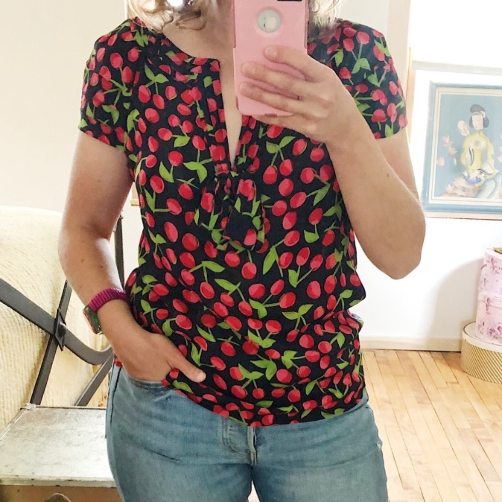Tory Burch Silk Cherry Blouse size 6